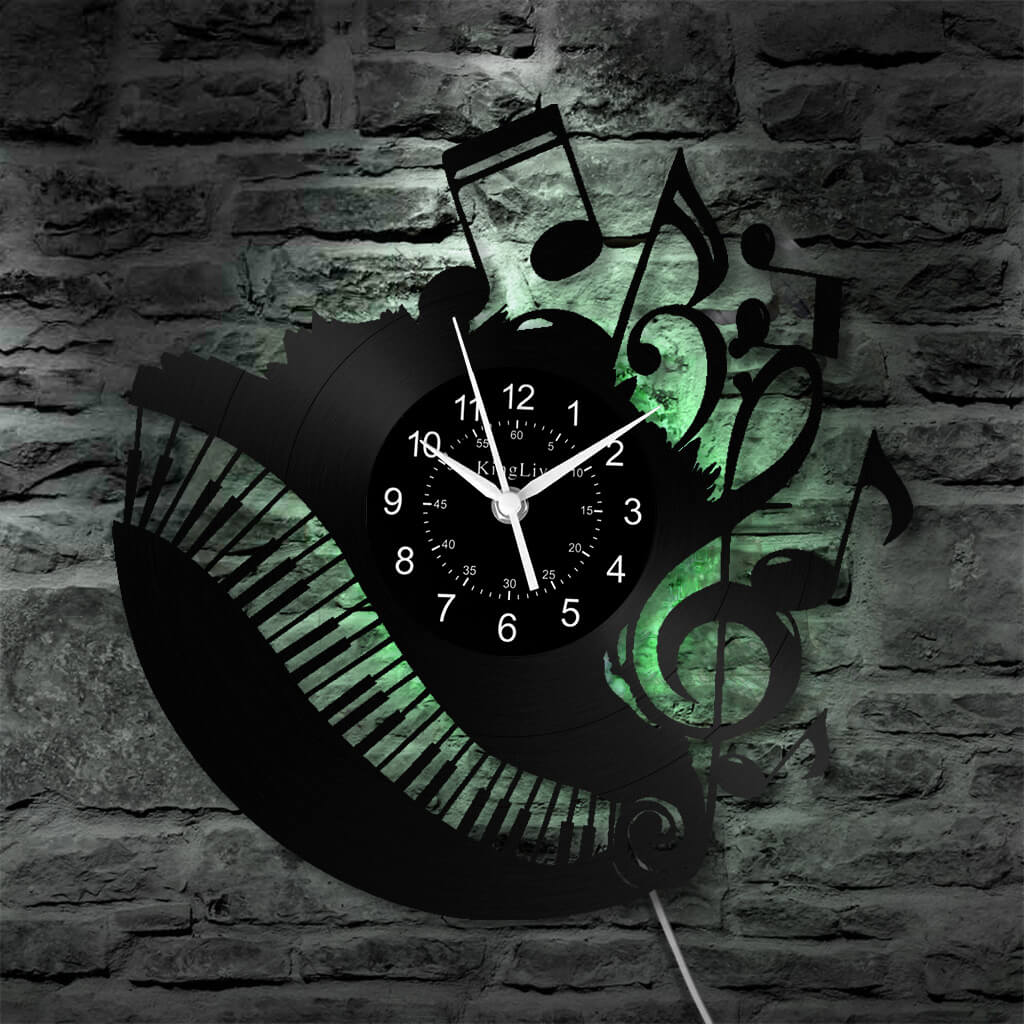LED Vinyl Wall Clock | Piano Music Note | 12''