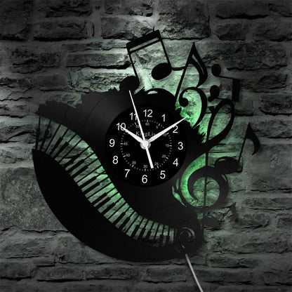 LED Vinyl Wall Clock | Piano Music Note | 12''