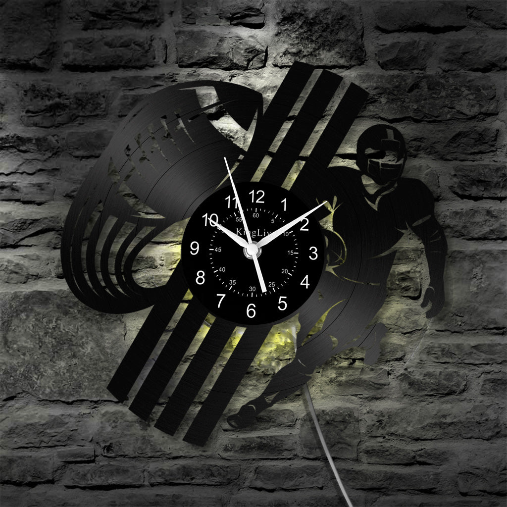 LED Vinyl Wall Clock | Rugby Football | 12'' | 0250WPB