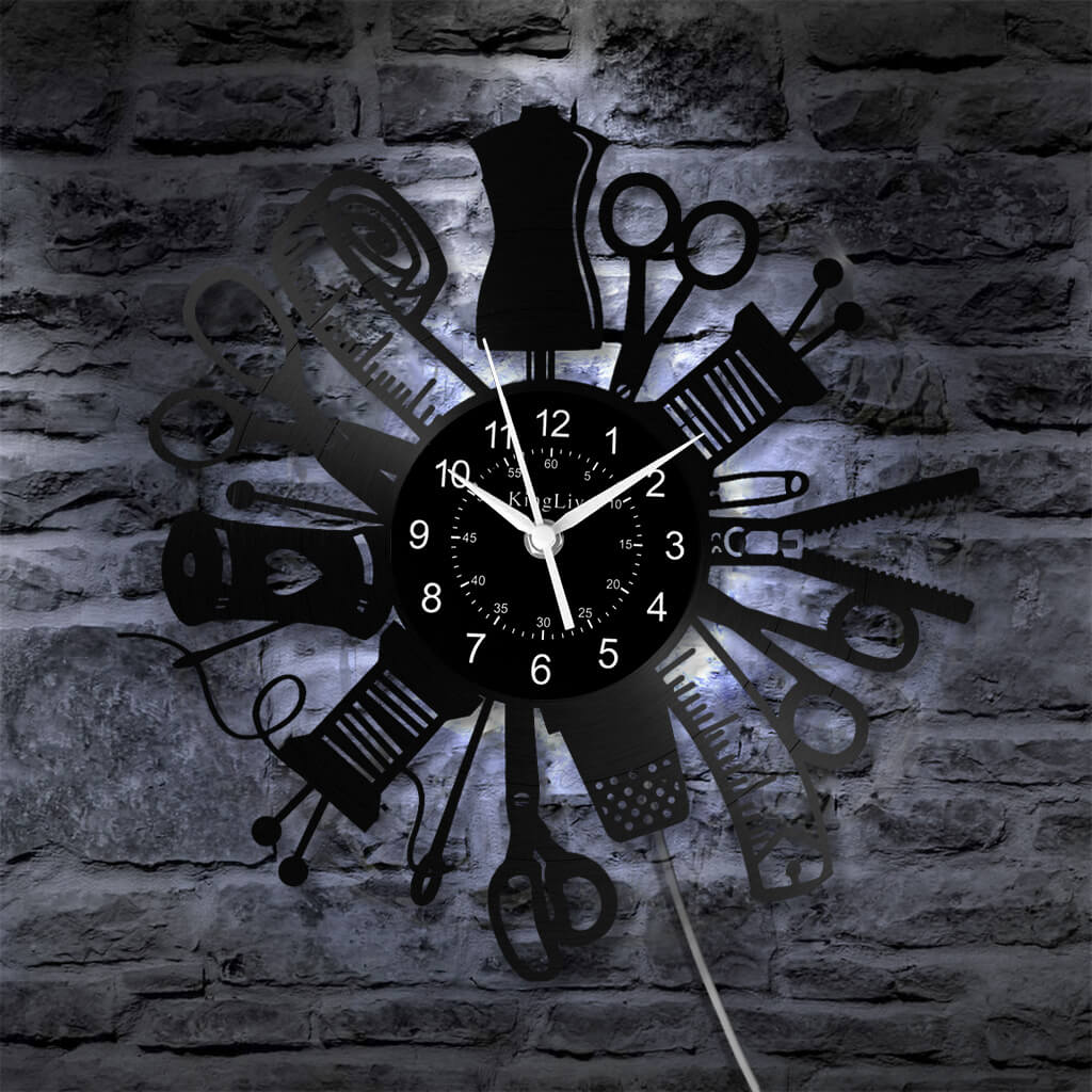 LED Vinyl Wall Clock | Sewing | 12'' | 0211WPB