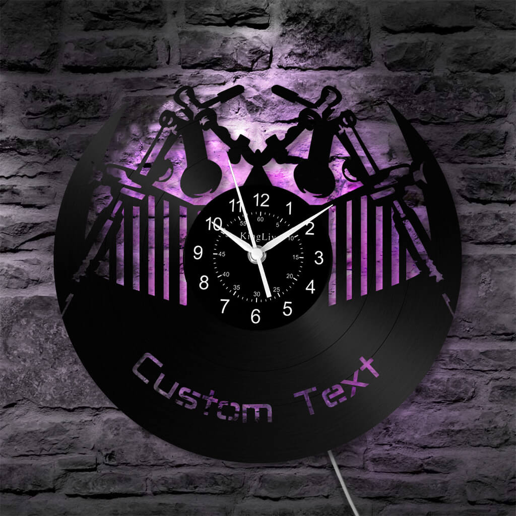 LED Vinyl Wall Clock | Tattoo Shop Name | 12'' | 0308WPB