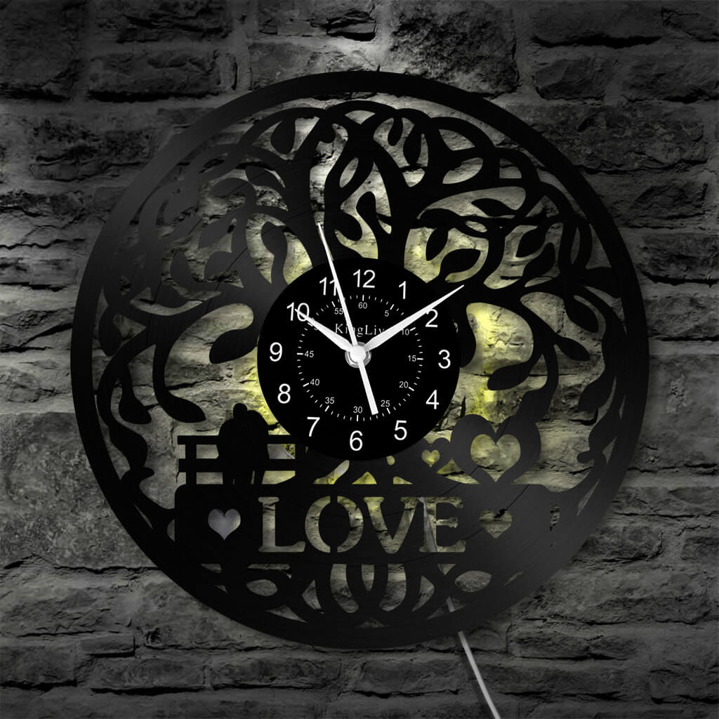 LED Vinyl Wall Clock | Tree of Love | 12'' | 0305WPB