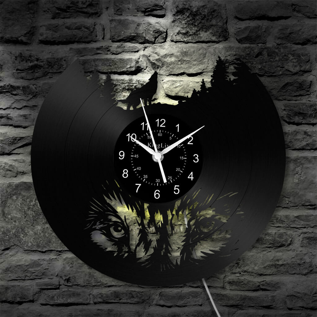 LED Vinyl Wall Clock | Wolf | 0309WPB