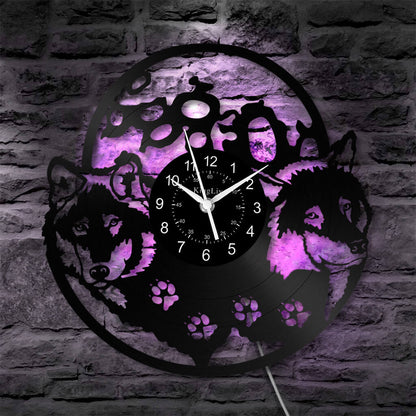 LED Vinyl Wall Clock | Wolf | 12'' | 0153WPB