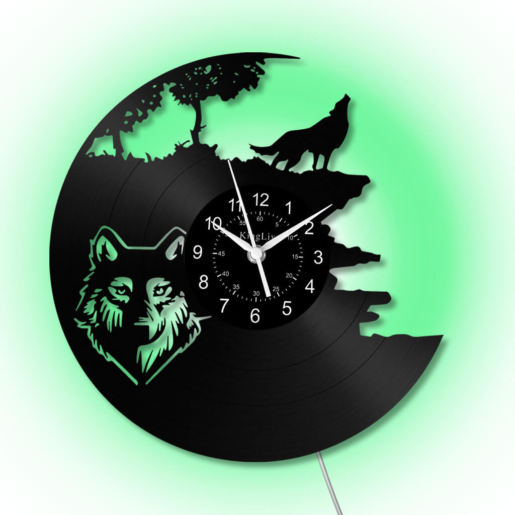 LED Vinyl Wall Clock | Wolf