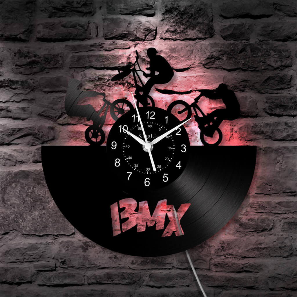 LED Vinyl Wall Clock | BMX Bicycle | 12'' | 0233WPB