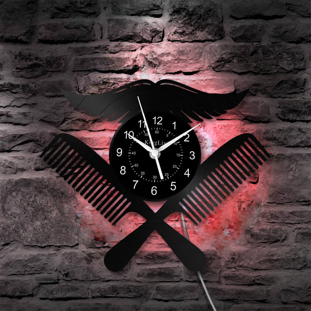LED Vinyl Wall Clock | Barbershop | 12'' | 0227WPB
