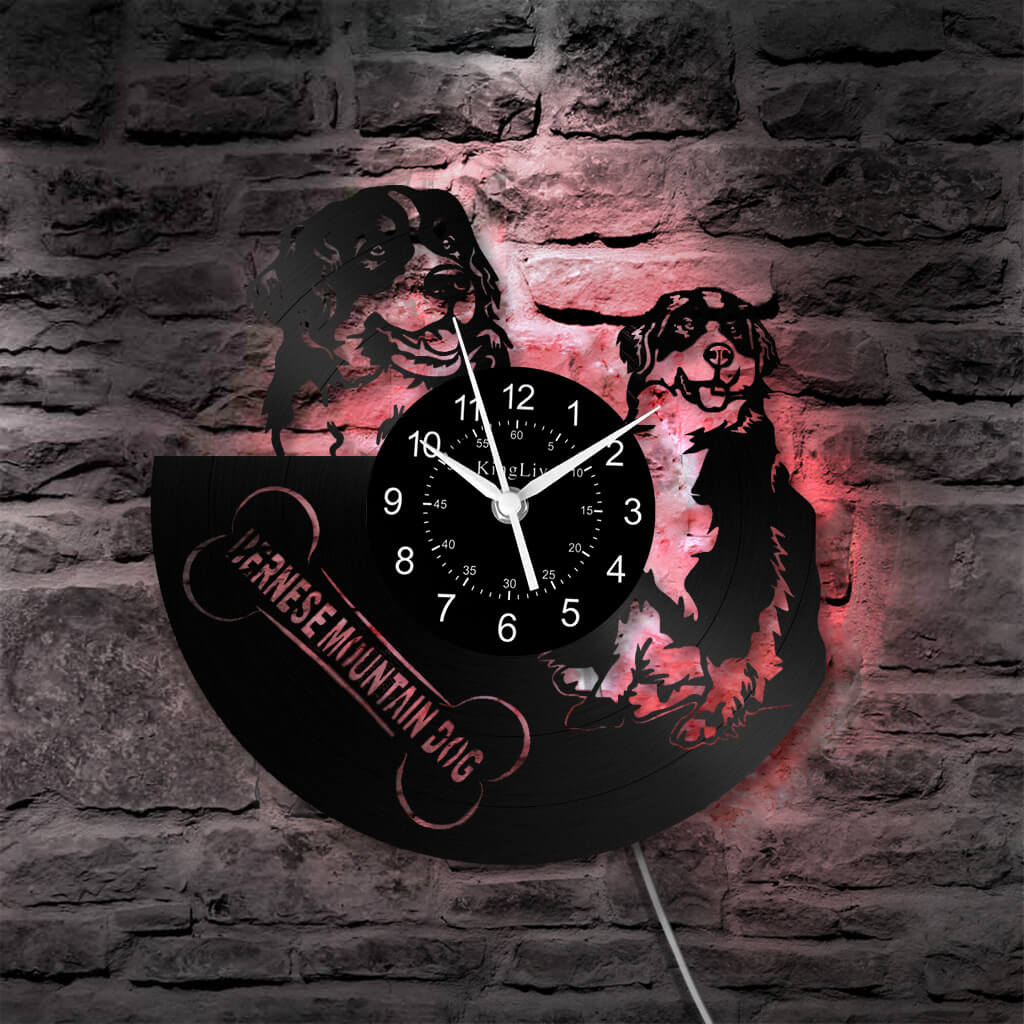 LED Vinyl Wall Clock | Bernese Mountain Dog | 12'' | 0143WPB