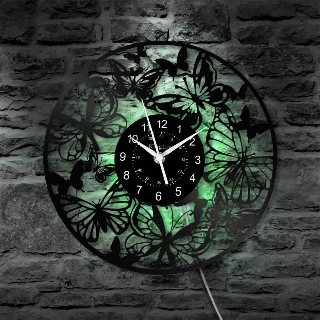 LED Vinyl Wall Clock | Butterfly | 12'' | 0176WPB