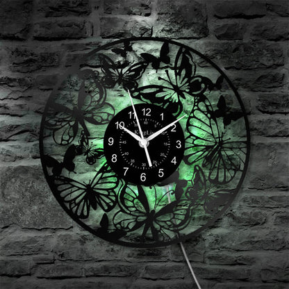 LED Vinyl Wall Clock | Butterfly | 12'' | 0176WPB