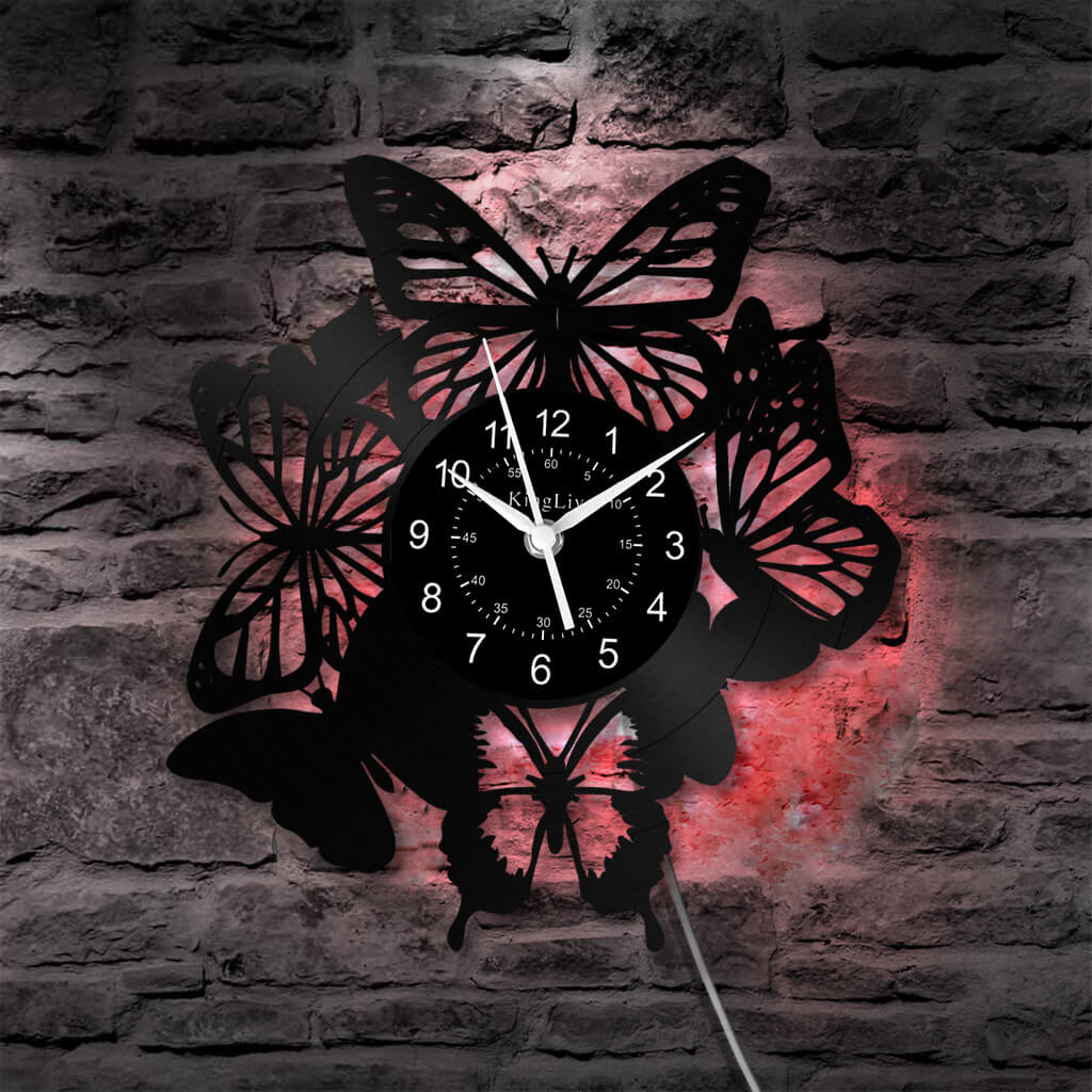 LED Vinyl Wall Clock | Butterfly | 12'' | 0246WPB