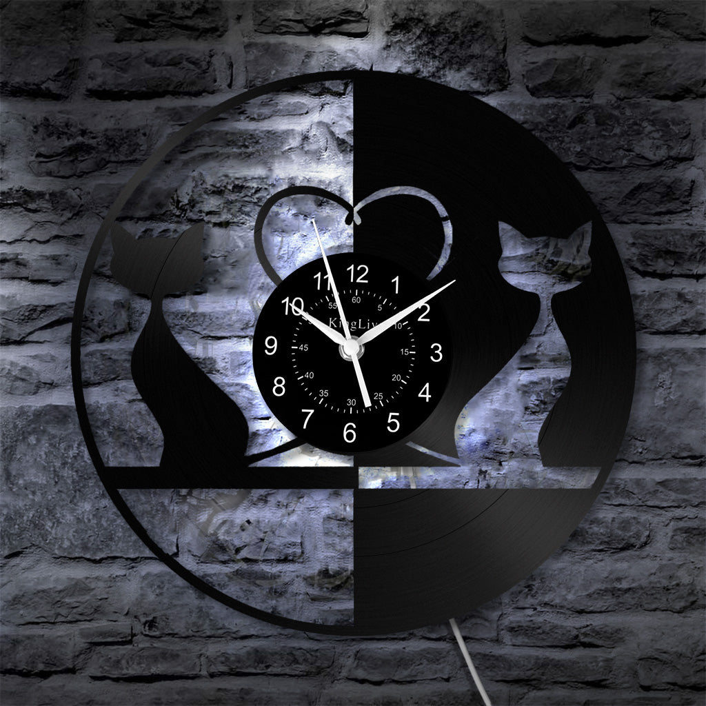 LED Vinyl Wall Clock | Cat | 12'' | 0170WPB