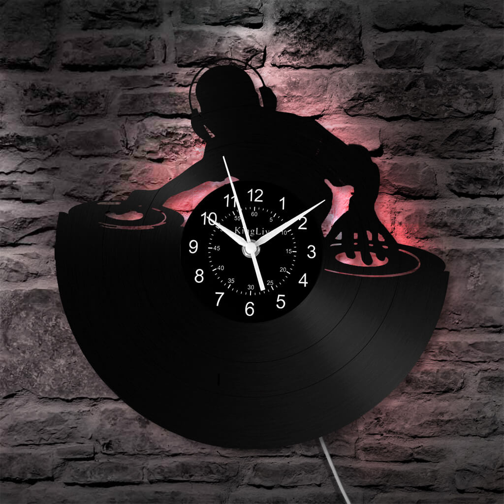 LED Vinyl Wall Clock | Custom DJ Name | 12''