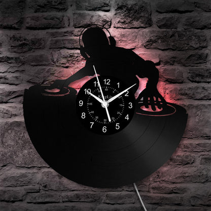 LED Vinyl Wall Clock | Custom DJ Name | 12''