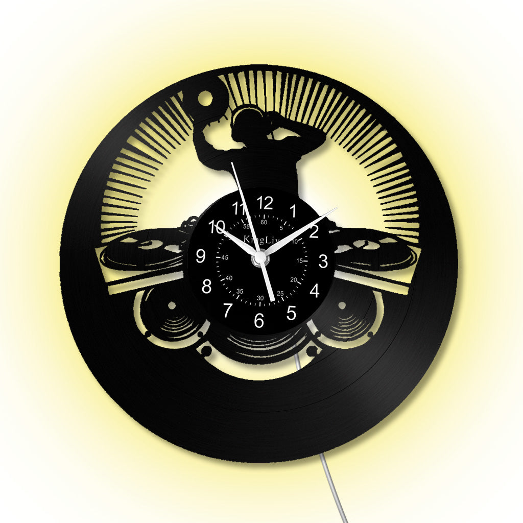 LED Vinyl Wall Clock | Custom DJ Name | 12''
