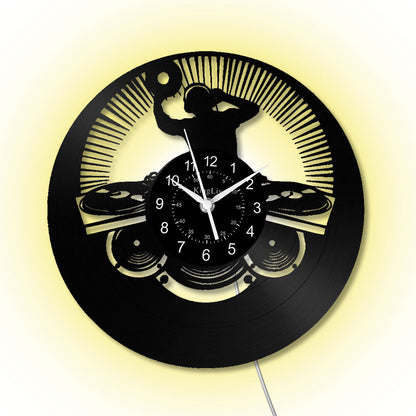 LED Vinyl Wall Clock | Custom DJ Name | 12''