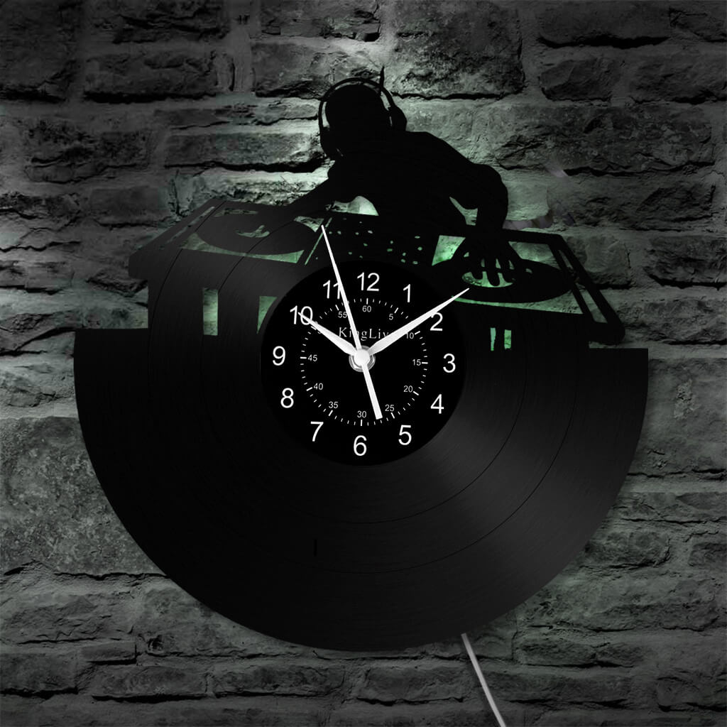 LED Vinyl Wall Clock | Custom DJ Name | 12''