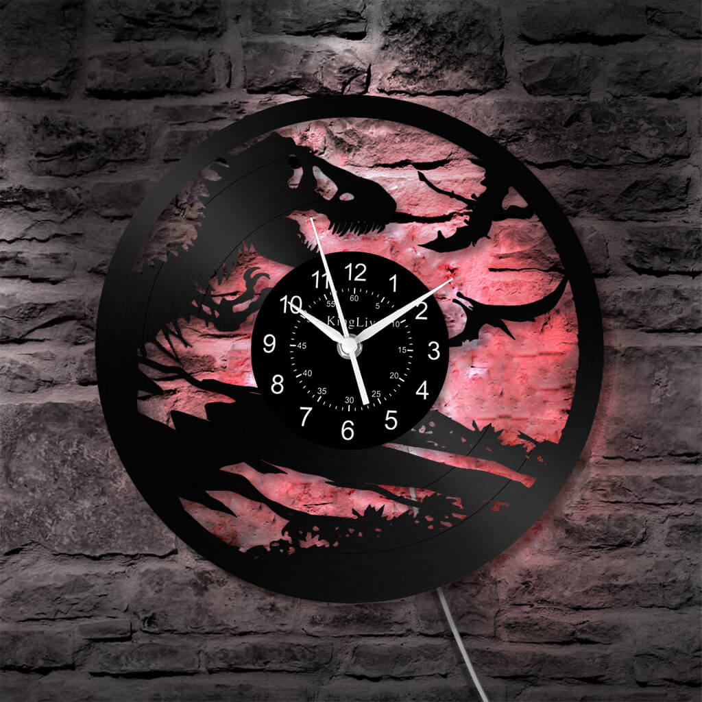 LED Vinyl Wall Clock | Dinosaur | 12'' | 0158WPB