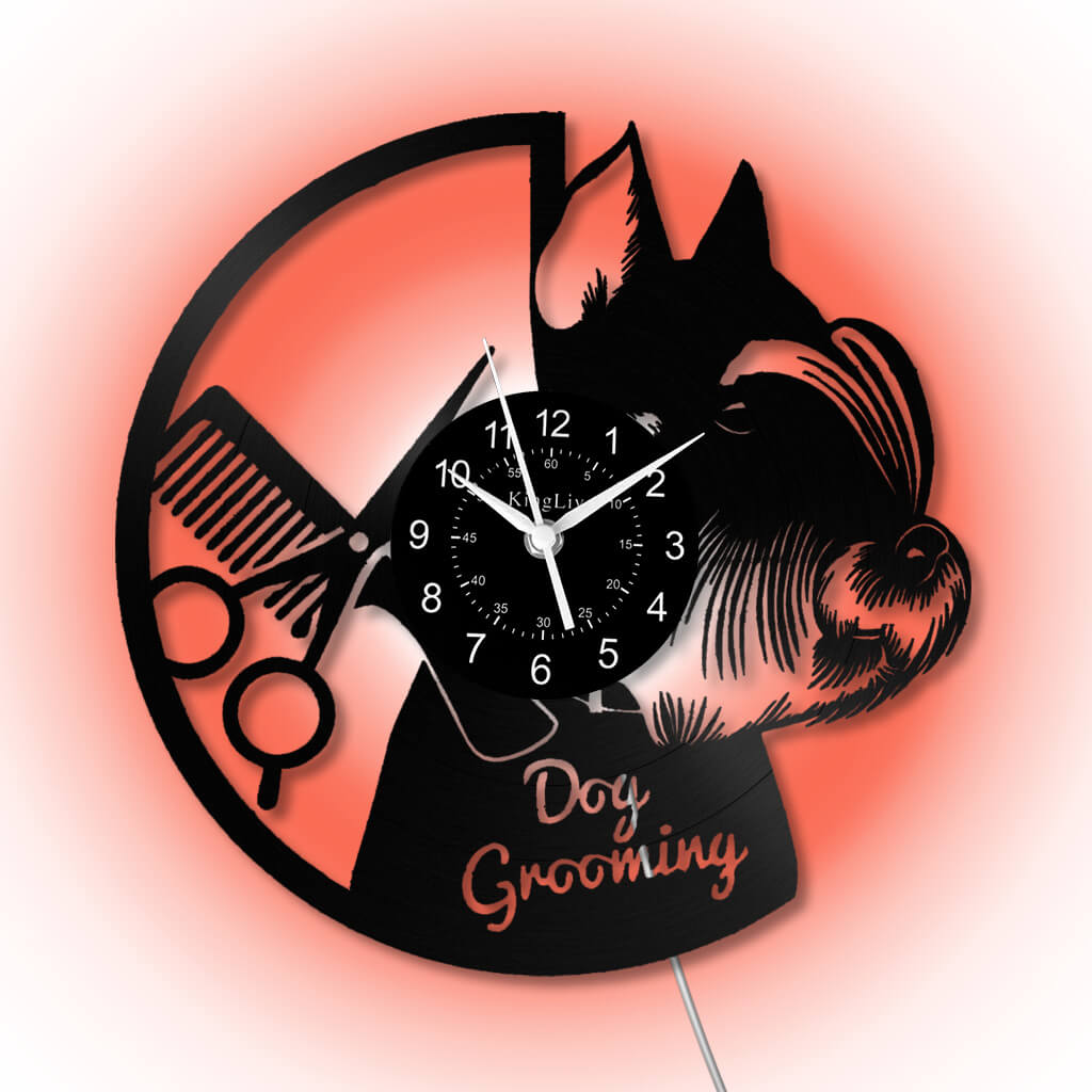 LED Vinyl Wall Clock | Dog Grooming | 12'' | 0177WPB