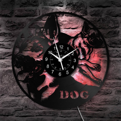 LED Vinyl Wall Clock | Dog | 12'' | 0221WPB