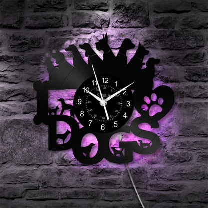 LED Vinyl Wall Clock | Dogs | 0071WPB