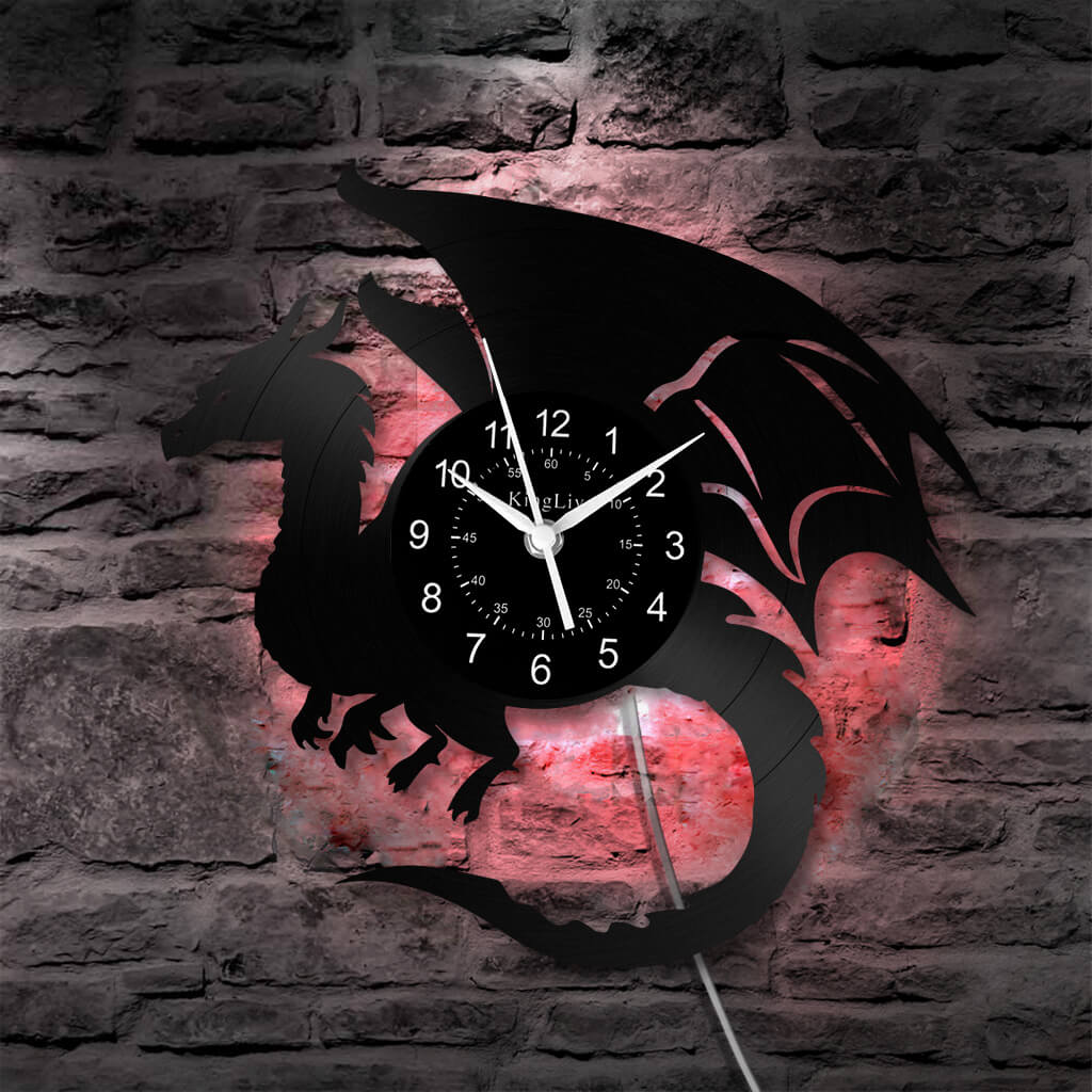 LED Vinyl Wall Clock | Dragon | 12''