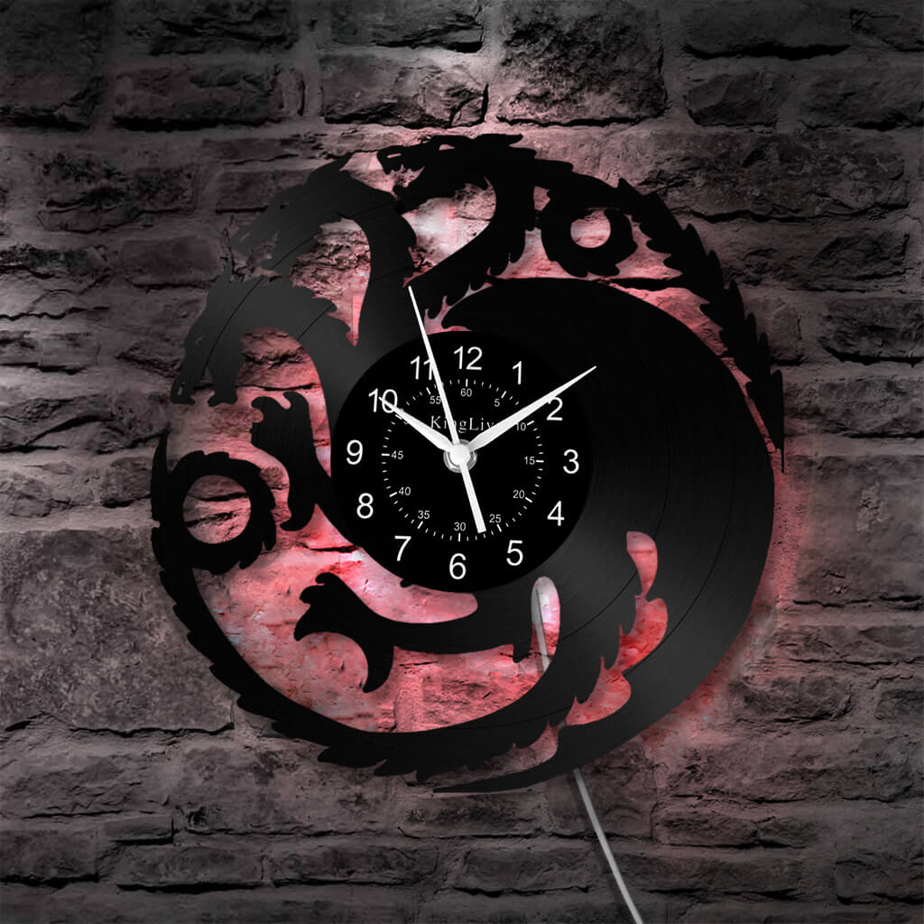 LED Vinyl Wall Clock | Dragon | 12'' | 0166WPB