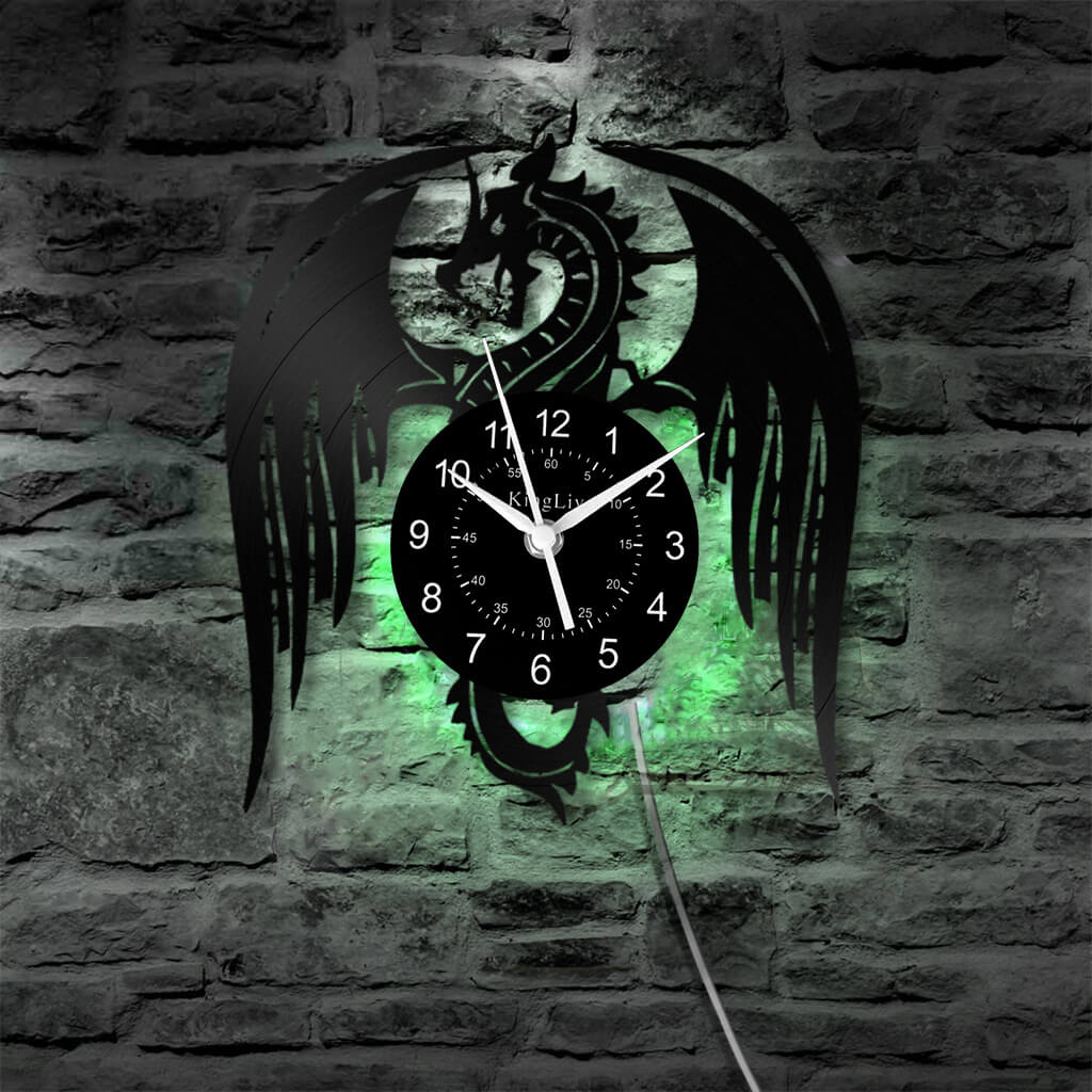 LED Vinyl Wall Clock | Dragon | 12''