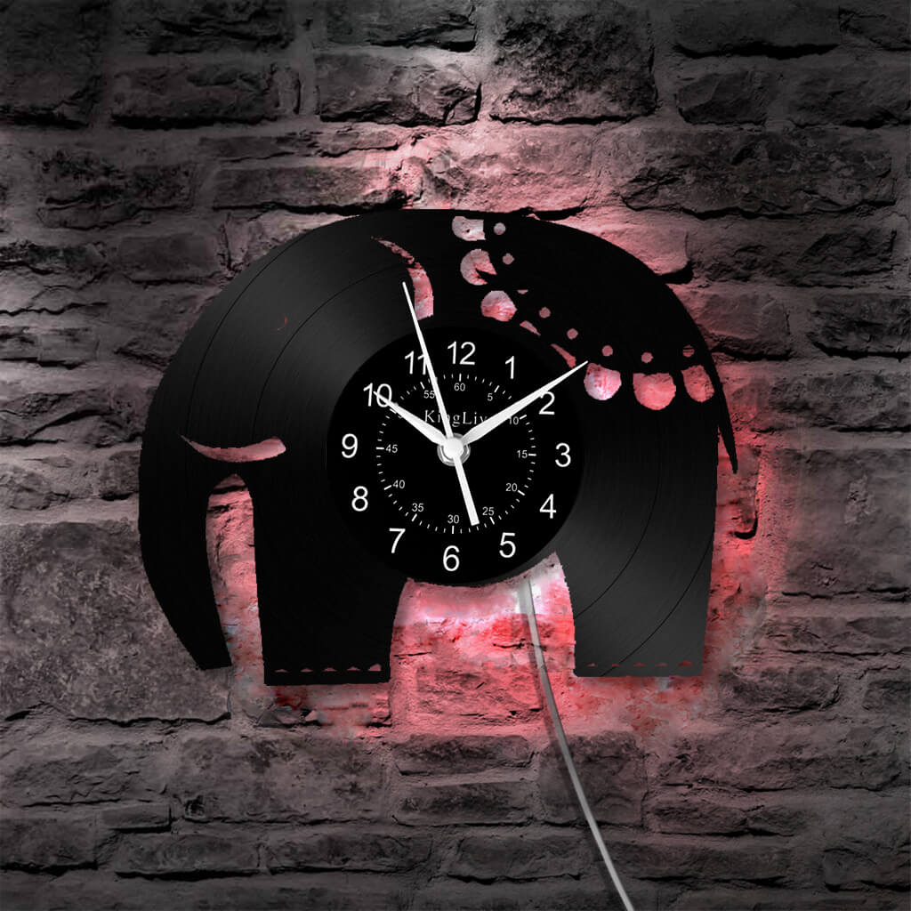 LED Vinyl Wall Clock | Elephant | 12''