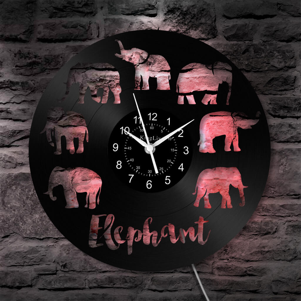 LED Vinyl Wall Clock | Elephant | 12''
