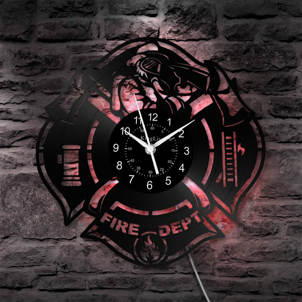 LED Vinyl Wall Clock | Fire Department | 12'' | 0302WPB