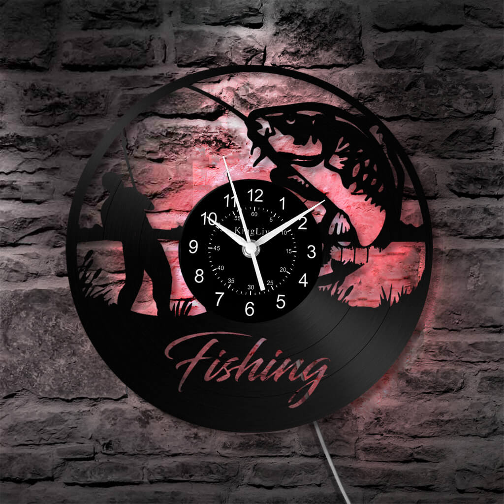 LED Vinyl Wall Clock | Fishing | 12'' | 0062WPB