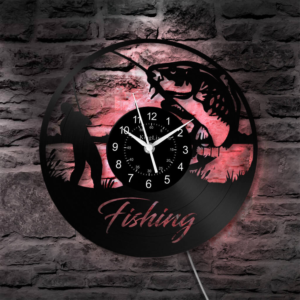 LED Vinyl Wall Clock | Fishing | 12''