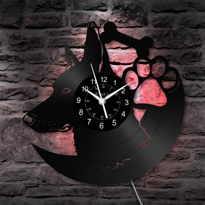 LED Vinyl Wall Clock | Custom German Shepherd Dog | 12'' | 0256WPB