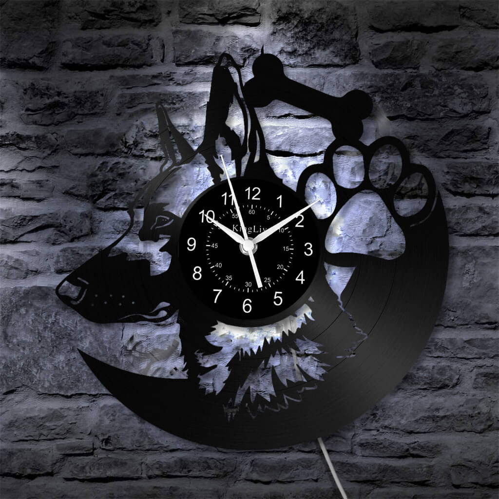 LED Vinyl Wall Clock | German Shepherd Dog | 12'' | 0159WPB