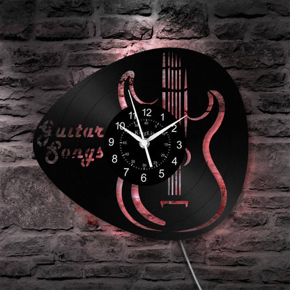 LED Vinyl Wall Clock | Guitar Music | 12''