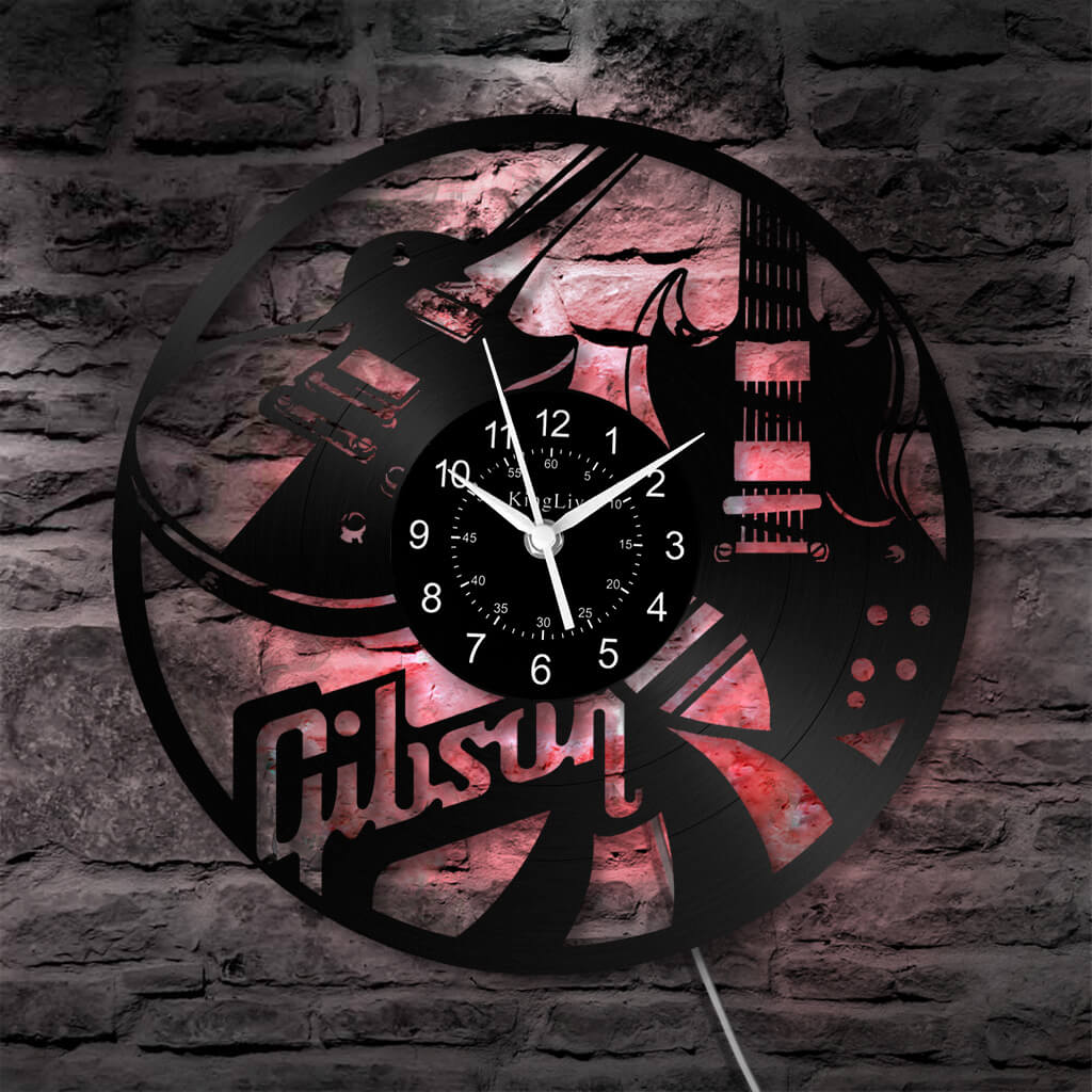 LED Vinyl Wall Clock | Guitar Music | 12''