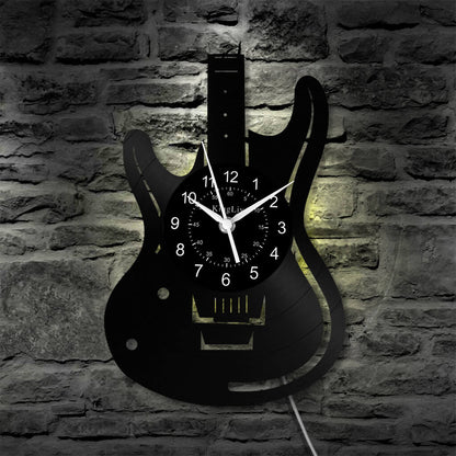 LED Vinyl Wall Clock | Guitar Music | 12''