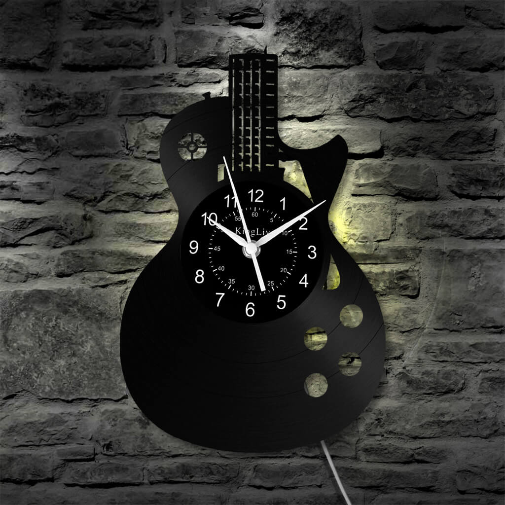 LED Vinyl Wall Clock | Guitar Music | 12''