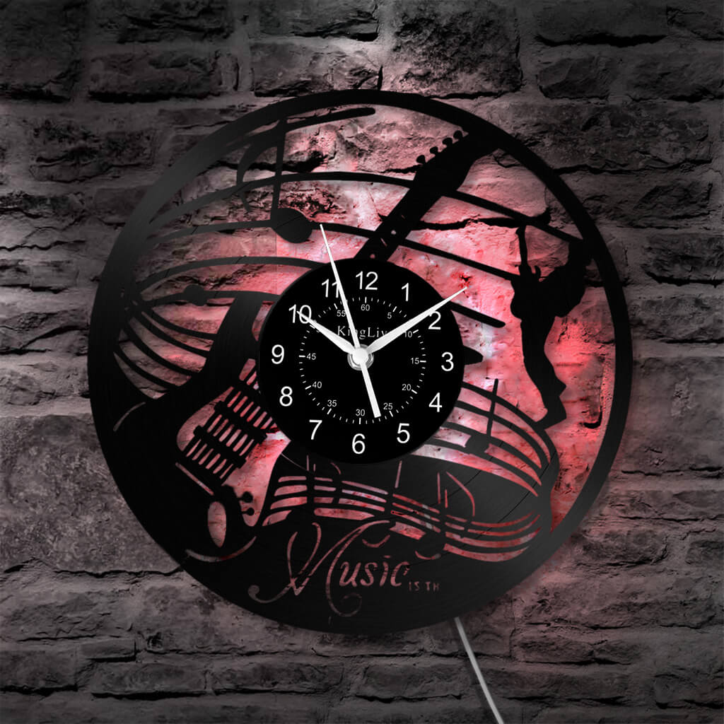 LED Vinyl Wall Clock | Guitar Music | 12''