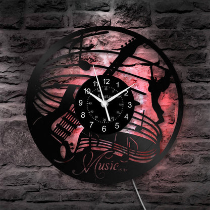 LED Vinyl Wall Clock | Guitar Music | 12''