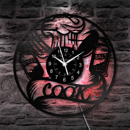 LED Vinyl Wall Clock | Cooking Kitchen | 12'' | 0219WPB