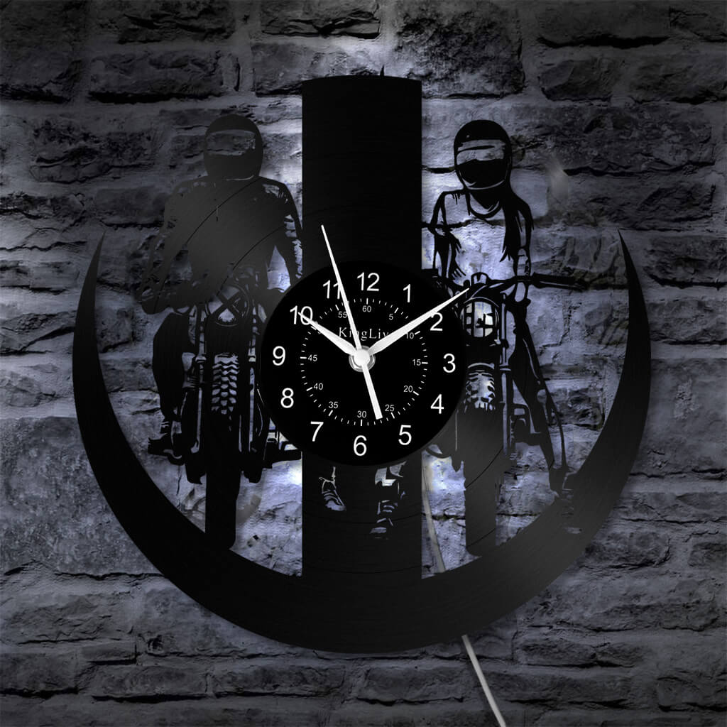 LED Vinyl Wall Clock | Dirt Bike Motocross | 12'' | 0287WPB