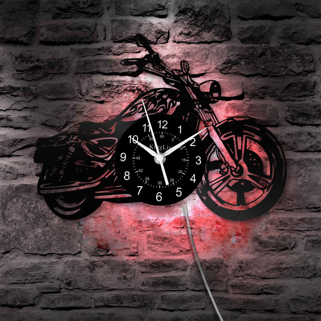 LED Vinyl Wall Clock | Motorcycle | 12'' | 0132WPB