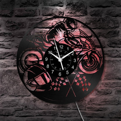 LED Vinyl Wall Clock | Motorcycle | 12'' | 0189WPB