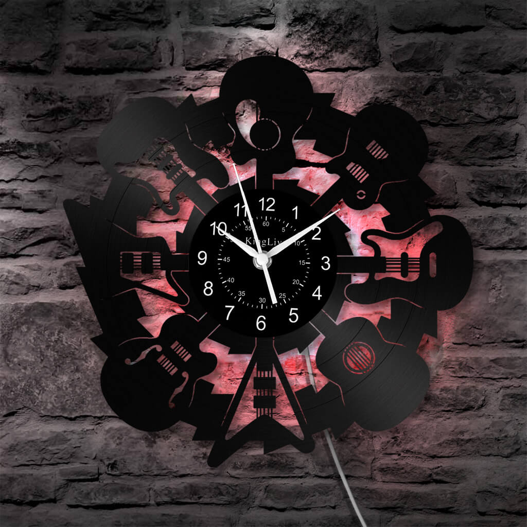LED Vinyl Wall Clock | Guitar Music | 12''