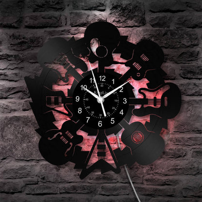 LED Vinyl Wall Clock | Guitar Music | 12''