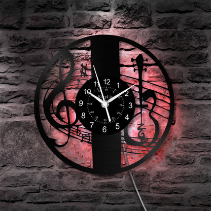 LED Vinyl Wall Clock | Violin Music | 12'' | 0291WPB