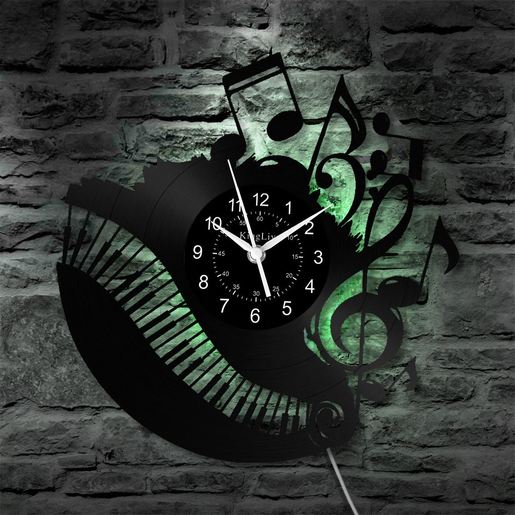 LED Vinyl Wall Clock | Music Piano | 0137WPBN