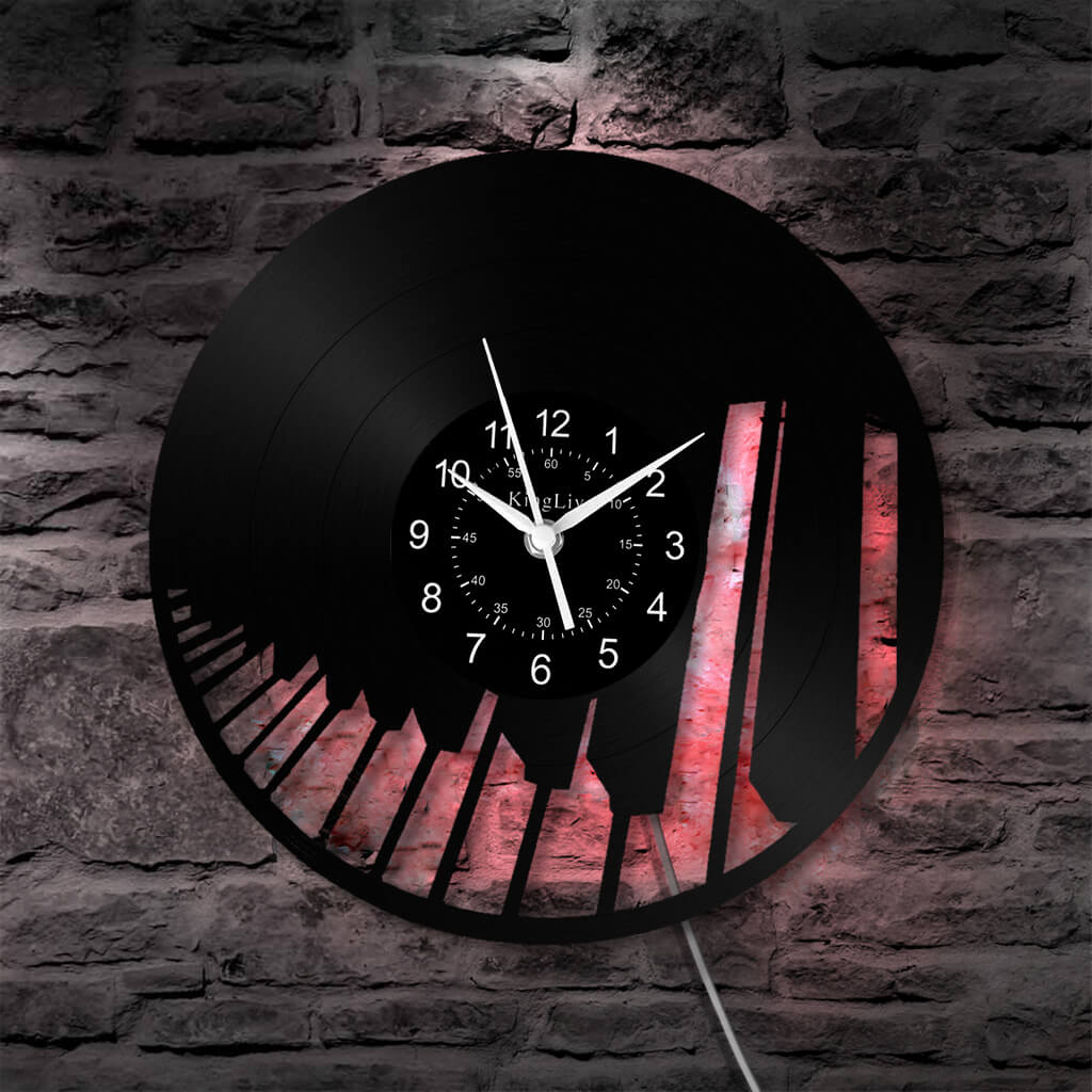 LED Vinyl Wall Clock | Piano Music Note | 12''